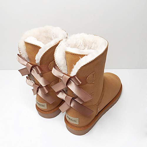 JOY IN LOVE Women's Snow Boots for Winter Mid-Calf high Back Bows2