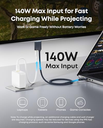 Image of Anker Nano USB C to HDMI Cable Adapter with 140W PD Fast Charging Port, 4K@60Hz,Sustainable with Advanced Shielding, Thunderbolt 5 /4 /3 Compatible, for MacBook, iPhone, HD TV (6FT,Black) (Pack of 2)