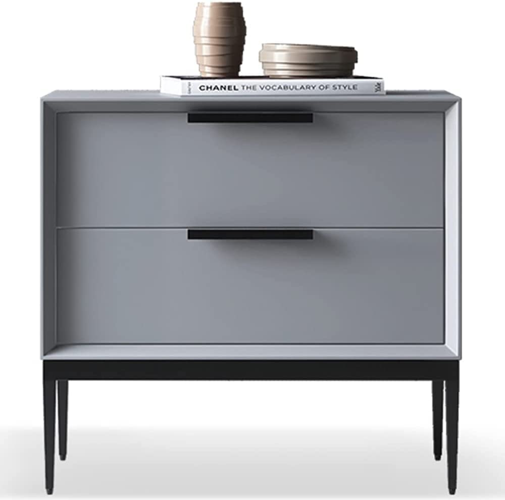 WIQUYBML Bedroom Bedside Storage Cabinet Simple side table With 2 drawers Solid wood lockers With metal feet Bedroom Furniture 50x40x52cm(Color:Red) (Huise)