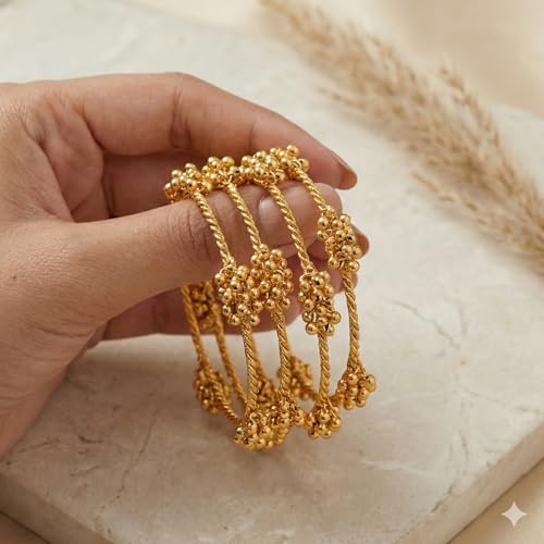 Image of Swara Creations Traditional Kashmiri Ghungroo Latkan Bangles Set for Women and Girls|Set of 4 Bangles