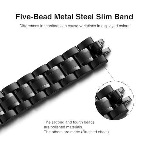 Image of STIROLL Thin Replacement Band Compatible for Apple Watch 49mm 46mm 45mm 44mm 42mm(Series 3 2 1), Stainless Steel Metal Wristband Women Men for iWatch Ultra SE Series 11 10 9 8 7 6 5 4, Black