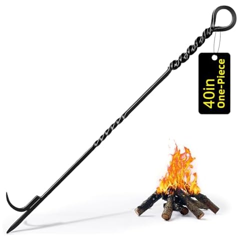 Fire Pit Poker for Fireplace Outdoor - 40'' Handmade One Piece Firepit Poker Stoker Stick for Outside Camping Campfire, Indoor Long Heavy Duty Firestick Tools Cover