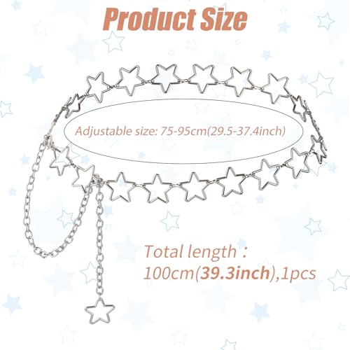 Women's Star Waist Chain, Metal Adjustable Western Belly Chains Belt with Long Tassel for Women Girls Dresses Jeans2