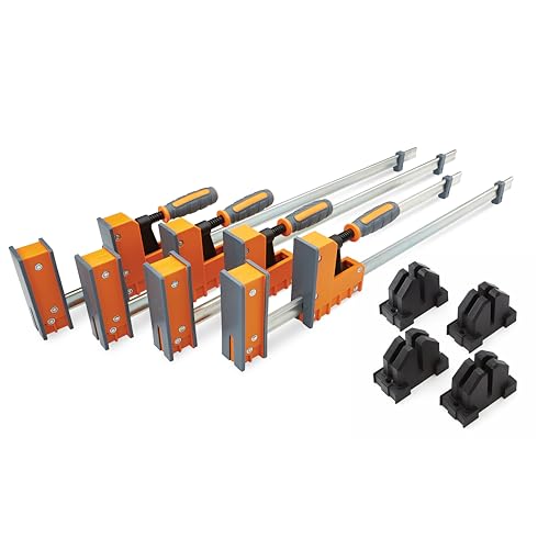 BORA 8pc Parallel Clamp Set, Includes 2 x 24" + 2 x 40" Woodworking Clamps with Rock-Solid, Even Pressure + 4 x Parallel Clamp Blocks, 571650