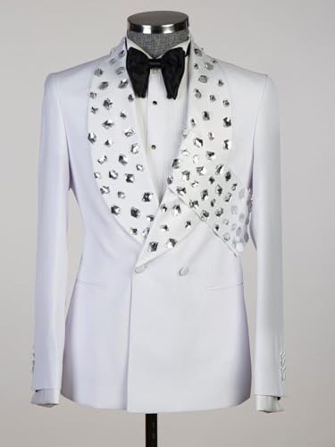 Luxury Tuxedo Jackets for Men with Rheinstones Slim Satin Shawl Lapel Dress Blazers for Wedding,Party,Prom,Dinner2