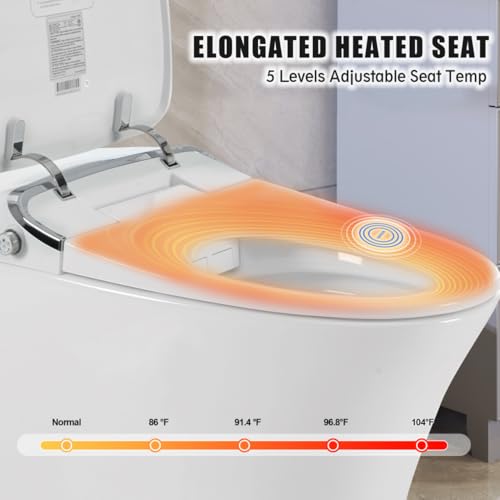 Inodoro inteligente alargado con bidé, asiento calefactable y secador de aire cálido, control remoto con múltiples modos de lavado y tapa de cierre suave miniatura 3