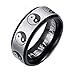 HIJONES Mystérieux Grande Ourse Taoïste Bague Ying Yang pour Homme en Acier Inoxydable Bagues Mantra Bords Biseautés Noir Argent Taille 66