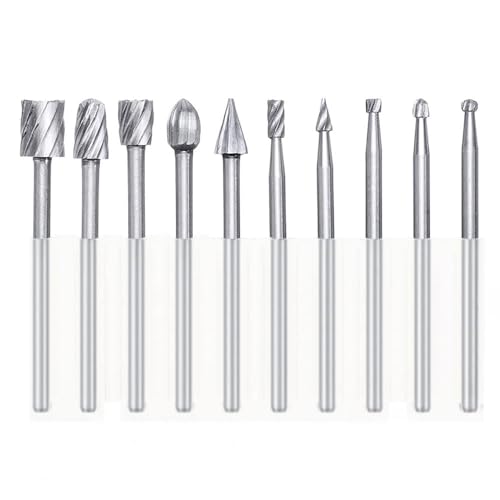 Set de 10 fresas de carburo de tungsteno 1/8 pulg. doble corte