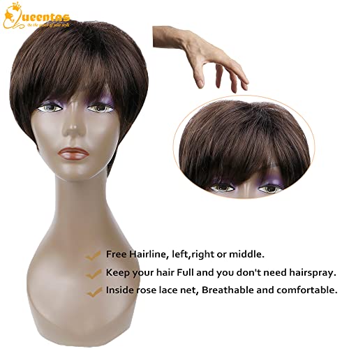 Image of Short Layered Synthetic Pixie Cut Wig for Women with Bangs ,Black Cherry