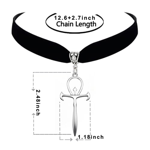 Ankh Choker Necklace Gothic Black Velvet Coptic Ankh Cross Pendent Religious Jewelry Accessories for Women2