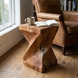 Kinaree Mesa auxiliar de madera maciza BAN PHAI – 43 cm tronco de árbol de...