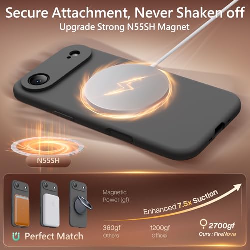 Image of FireNova Magnetic for iPhone Air Case, Compatible with MagSafe, [Integrated Silicone Camera Control Button] [Camera Protection] Microfiber Lining Phone Case for iPhone 17 Air, 6.5 inch, Space Gray