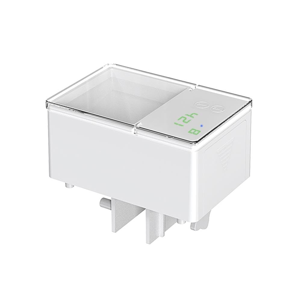 Natudeco Fish Feeder Automatic Dispenser Portable Fish Feeder Automatic Fish Feeder with Adjustable Clamps for Fish Aquarium Home (150ml Button Battery Model)