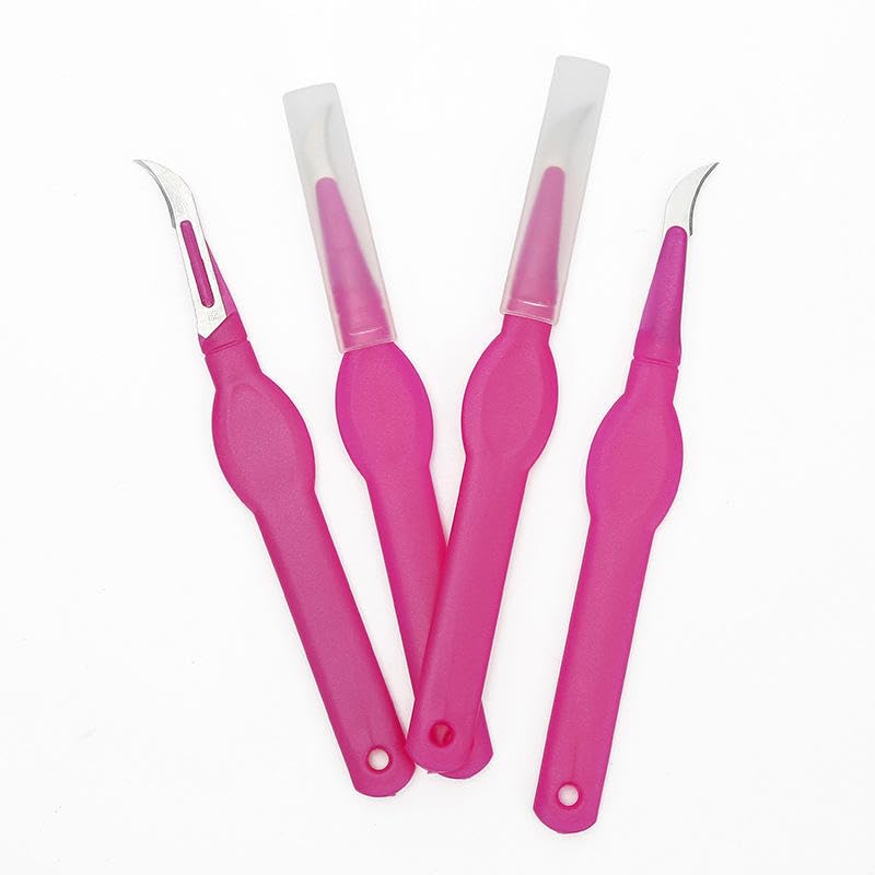 Image of Artonezt 4 Pcs Seam Rippers Razor Stitch Ripper Seam Cutters Thread Remover Tool Embroidery Thread Cutter Curved Blade with Cover for Sewing Crafting Knitting Crochet
