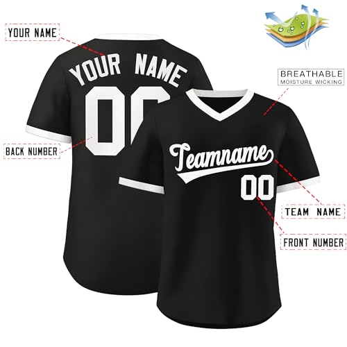 Camiseta de béisbol personalizada con cuello en V cosida para hombres y mujeres miniatura 2