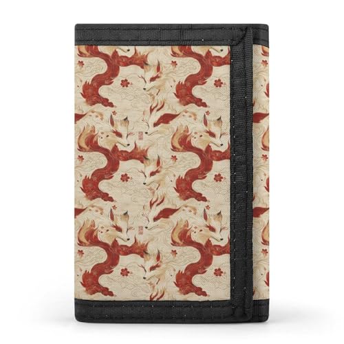 Elegant Red Fox Print Wallet for Men, 8 Credit Card Holder Slim Minimalist Front Pocket Small Mens Bifold Wallets