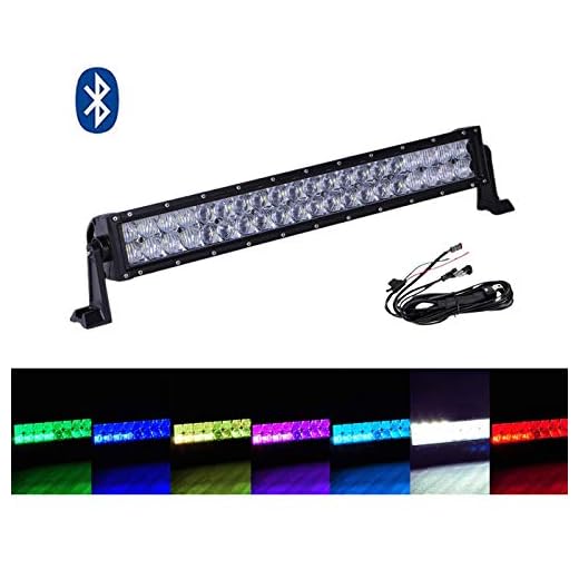 omotor 5D 22 Inch RGB Cree Led Work Light Bar APP Bluetooth Control Strobe Multicolor Spot Flood Combo Beam (RGB-5D)