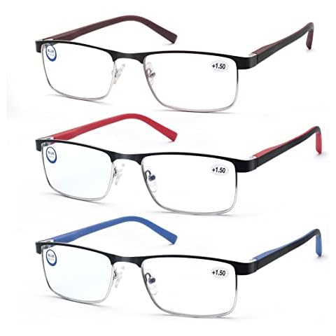 OLOMEE Reading Glasses Men Women Blue Light Blocking Rectangular Computer Readers +3.00 Anti Blue Ray Cheaters Glasses 3 Pack Cover