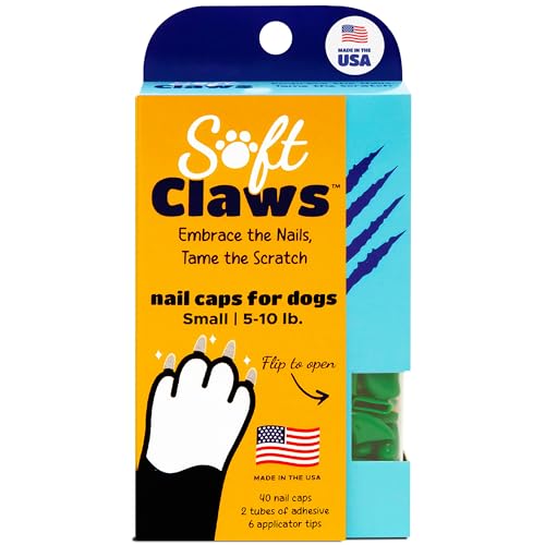 Image of Soft Claws Nail Caps for Dogs with Non-Slip Design Made in USA - 40 Dog Nail Covers for Long-Lasting Protection of Floors and Furniture - Green, Small