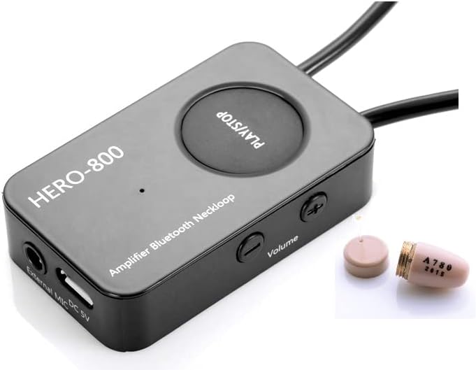 Loud Sound 45-100 dB 35 Inch Amplifier Bluetooth Neckloop Aids T-Coil with CIC Invisible Earphones