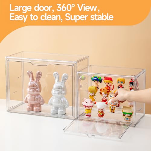 Image of 2 Pack Acrylic Display Cases for Collectibles, Clear Display Case for Figures, 3 Tier Display Shelf Boxes Miniature Display Case, Dustproof and Stackable Action Figure Display Cases (2, Small)