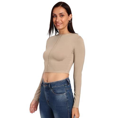 Image of ESPRESSO Women 95% Viscose / 5% Lycra Full Sleeve Round Neck Crop TOP Regular and Plus Size