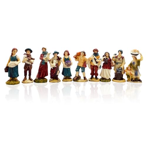 Gesar Figuren 10 Hirten für Krippe, 8 cm, Set mit 10 Stück Hirten...