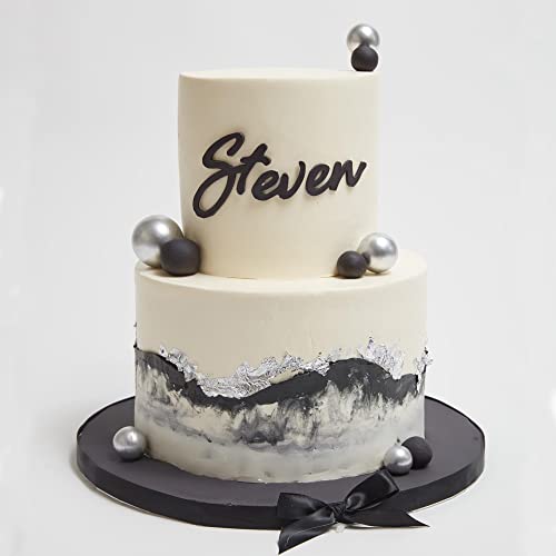 Colorful Balls Cake Topper Mini Balloons Cupcake Topper Foam Cake Balls Artificial Dried Flowers Cake Decorations For Wedding Anniversary Baby Shower Birthday Party Supplies (Black Silver Grey) #TOP6