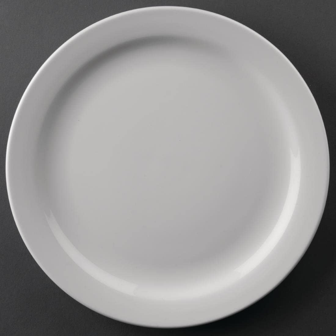 Olympia Athena Hotelware Narrow Rimmed Plates in White Porcelain - Super Vitrified Durable Glaze - Oven
