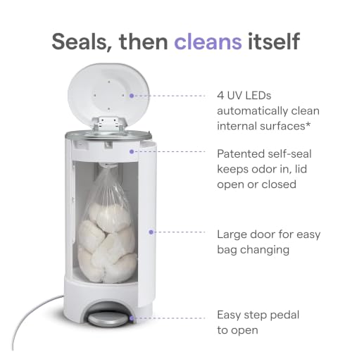 Munchkin Baby UV Diaper Pail, #1 in Odor Control, Step Pedal, White - image 2
