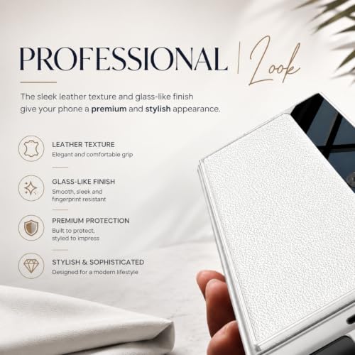 Image of TechTrendz Case for Samsung Galaxy Z Fold 8 Ultra Stand Case with Pen Slot, Flip Electroplated Shockproof Glass Hybrid Leather Flip Cover for Z Fold 8 Ultra Back Cover [Pen Not Included] (Silver)