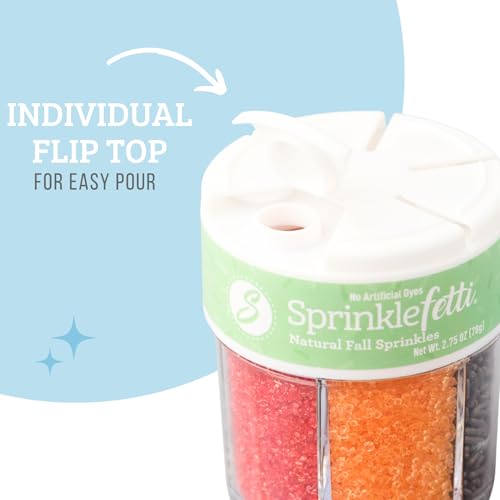 Image of Sweets Indeed Sprinkles 6 Cell Edible Sprinkle Mix Jimmies Perfect for Cake Decorations Baking Ice Cream Cookies Cupcake Topper (Fall)