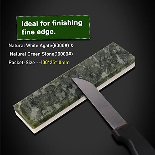 Cbright Sharpening Stone,1Pc Dual-Sided Combination Natural Sharpener Whetstone,Polishing&Fine Polishing Agate Stone (8000&10000#)(3.93X0.98X0.39Inch) #TOP1