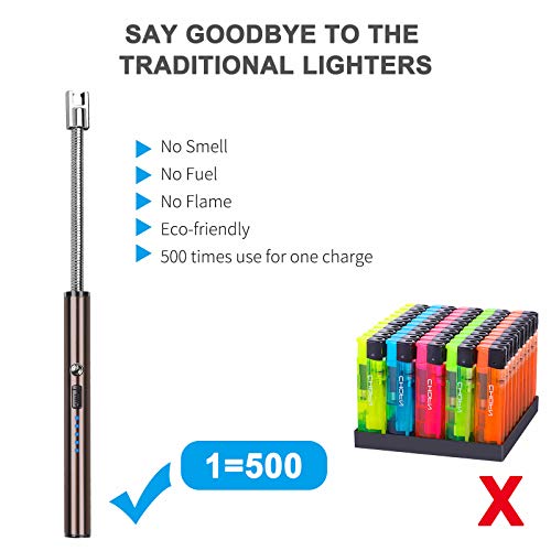 JNUYISW Kerzenfeuerzeug, wiederaufladbares USB-Lichtbogenfeuerzeug Flammenlos Winddicht Flexibel, Elektrisches… – Bild 6