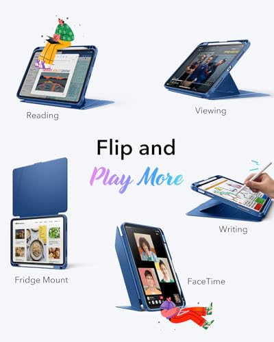 Image of ESR for iPad (A16) 11th Generation Cover, iPad 11th /10th Gen Cover (2025 /2022), Vertical Stand Case, Multi Stand Angles, Ultra-Stable Case with Pencil Holder, Flip Series, Blue