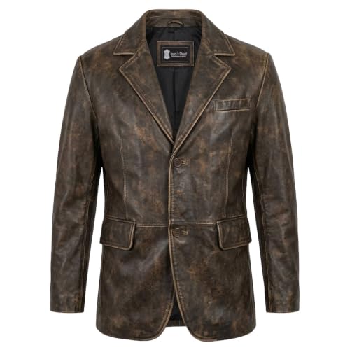 Image of Isaac & David Chicago Lambskin Genuine Casual Wear Leather Blazer Sport Coat Classic Button Closure for Men 2 Button Coat