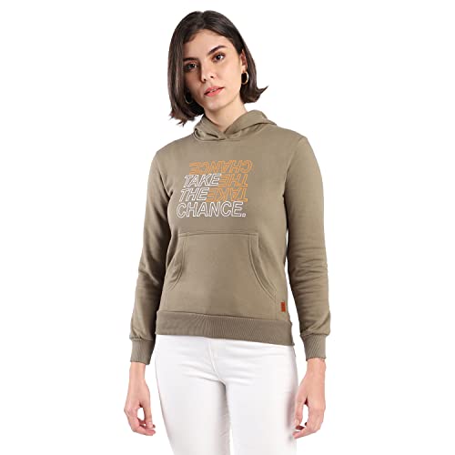 Image of PINACOLADA Women's Cotton Solid Printed Sweatshirt with Hoodie, Regular Fit for Casual Wear Full Sleeve Sweatshirt Crafted with Comfort Fit and High-Performance for Everyday Wear