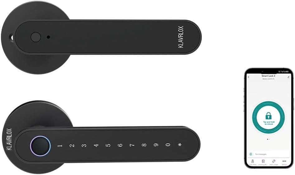 Manija de puerta inteligente, huella digital biométrica y teclado, cerrojo impermeable, control de aplicación Bluetooth, bloqueo automático para el