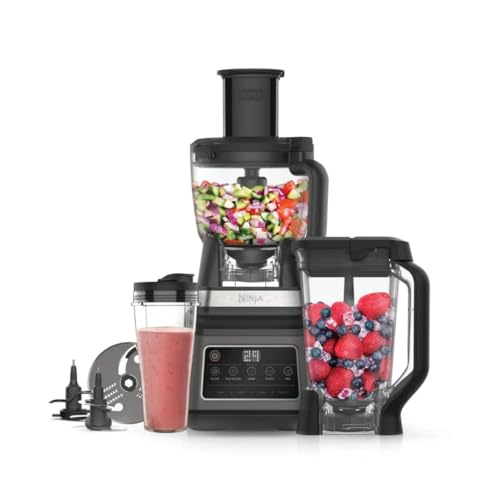 Ninja 3-IN-1 Food Processor Blender Auto-iQ Technology 1200 Watts Recipe Guide included Black/Grey BN801ME 2 Years Warranty