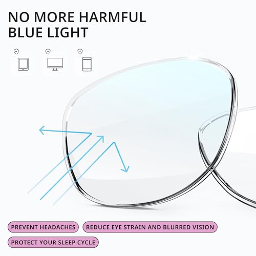 Image of livho Retro Aviator Blue Light Blocking Glasses for Women Men with Soft Case, Trendy Rectangle Computer Eyeglasses