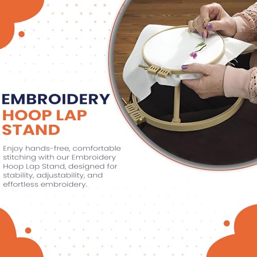 Image of Morgan Combo Hoop Lap Stand | Bundle of 7 & 9 and 7 & 10 Inches No-Slip Embroidery Circle Frame | Portable Design for Sewing Crafters Punch Needle Cross Stitch Needlepoint Arts & Craft | Made in USA
