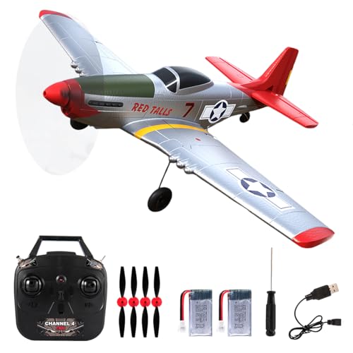 RoofWorld P51D Mustang RC Airplane with 6-Axis Gyro 4CH RTF Remote Control WW2 Fighter Plane 2.4GHz Anti-Jam Technology