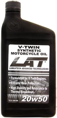 LAT 22442 'V-Twin' 20W-50 Synthetic Motorcycle Oil - 1 Quart Bottle, (Pack of 12)