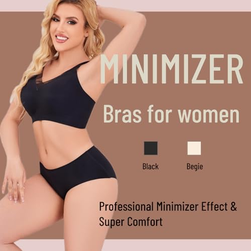 Minimizer Bras for Women Wireless Sports Bras with Support Comfortable Smoothing Everyday Bra (32C-46DD)2