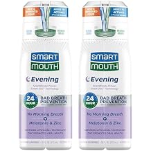 SmartMouth Advanced Liposomal Evening Mouthwash - No Morning Breath - Melatonin & Zinc - Dual-Solution Zinc-Activated Nighttime Mouthwash - Lavender & Chamomile - Alcohol Free - 16 fl oz, 2-Pack