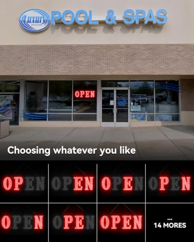Image of Open Sign for Business 30 inch x 10 inch, Smart Extra Large LED Open Sign with Bluetooth APP Timer & Remote, Dimmable 14 Modes for High-Visibility Storefront Window Red