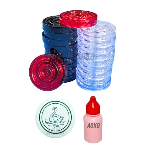 Image of AOKO 20 Crystal Carrom Coin with 1 Premium Striker and 1, 5gm Disco Carrom Powder Carrom Pawns (Pack of 20)