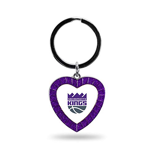 Rico Industries NBA Sacramento Kings NBA Rhinestone Heart Colored Keychain, Purple, 3-inches in Length
