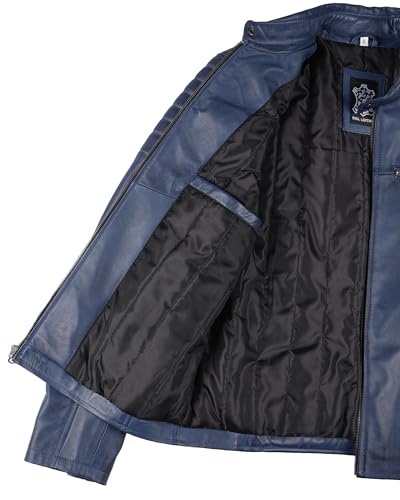 Image of Decrum Men's Casual Real Lambskin Leather Jacket with Zipper Closure