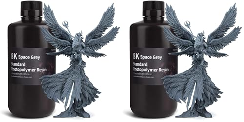 Image of ELEGOO Upgraded 8K Standard Photopolymer 3D Printer Resin 405nm UV-Curing Resin Best for 12K /14K /16K Saturn Mars Jupiter MSLA DLP LCD 3D Printing Space Grey 1000G (Pack of 2)